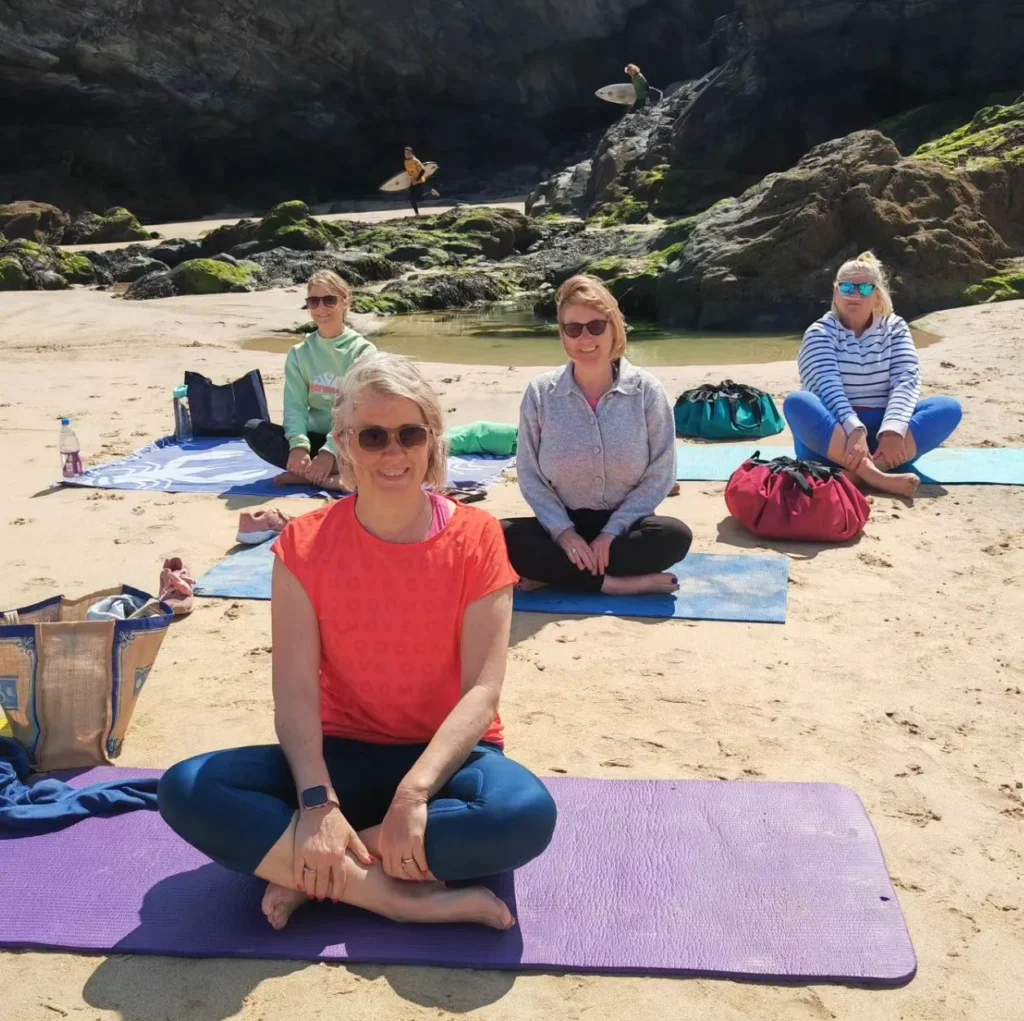 Pilates Class on a beach in Cornwall